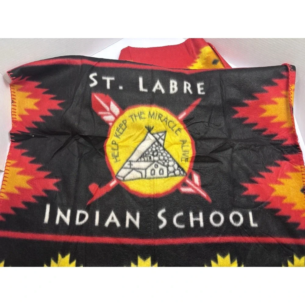 NWOT St Labre Indian School Blanket Southwest Aztec Native Throw Fleece 49